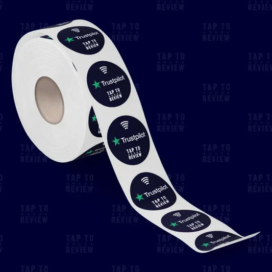 Tap to review trustpilot NFC Delivery Stickers