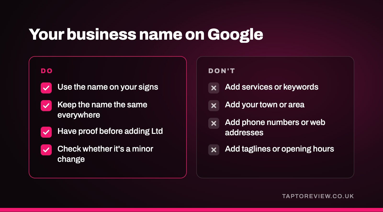 Your business name on Google