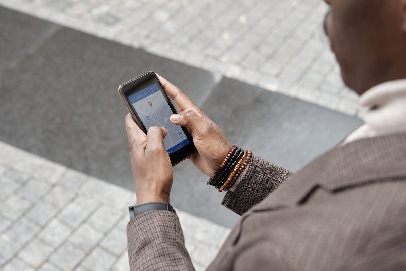 Someone checking a map on their phone