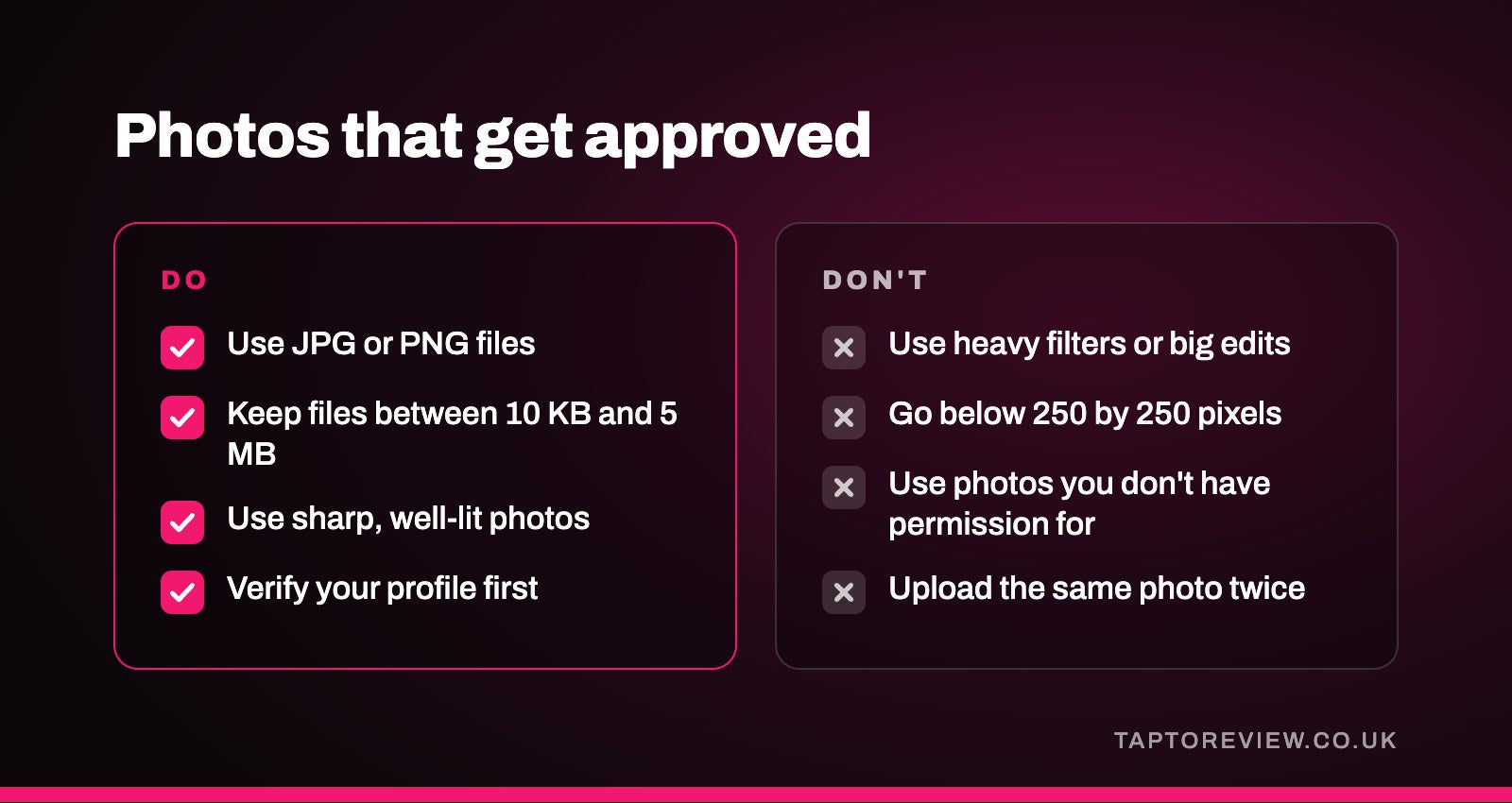 Photos that get approved
