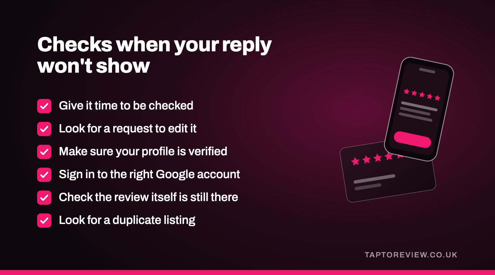Checks when your reply won't show