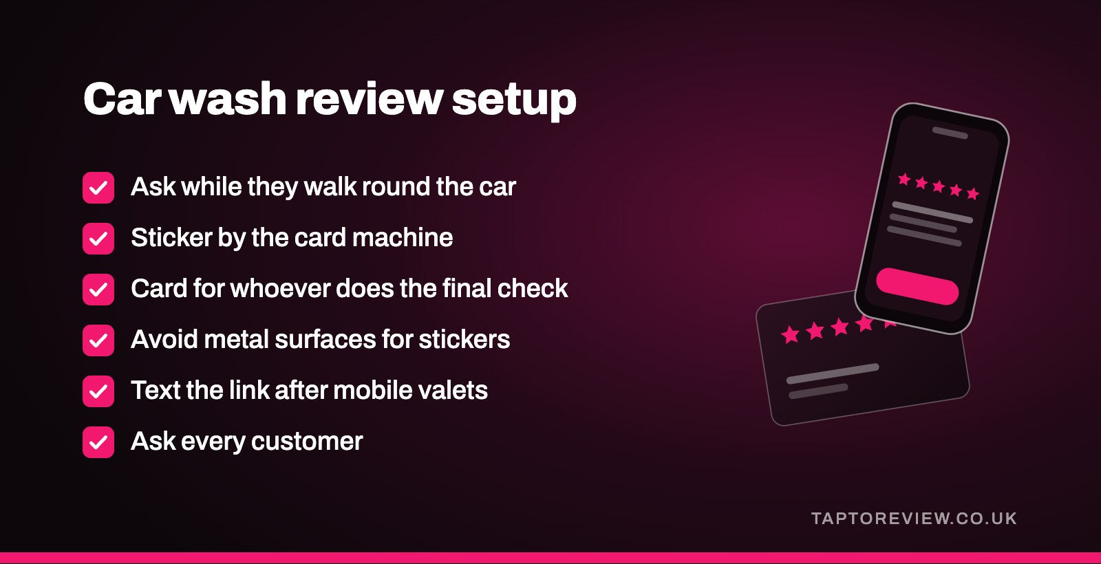 Car wash review setup