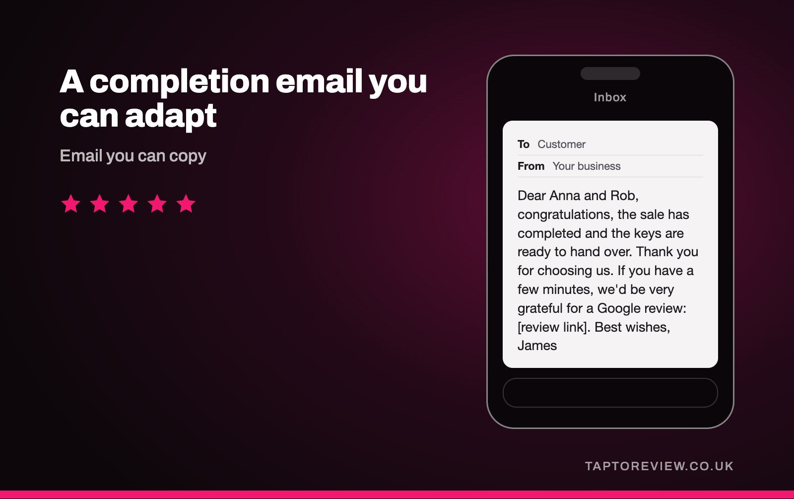 A completion email you can adapt